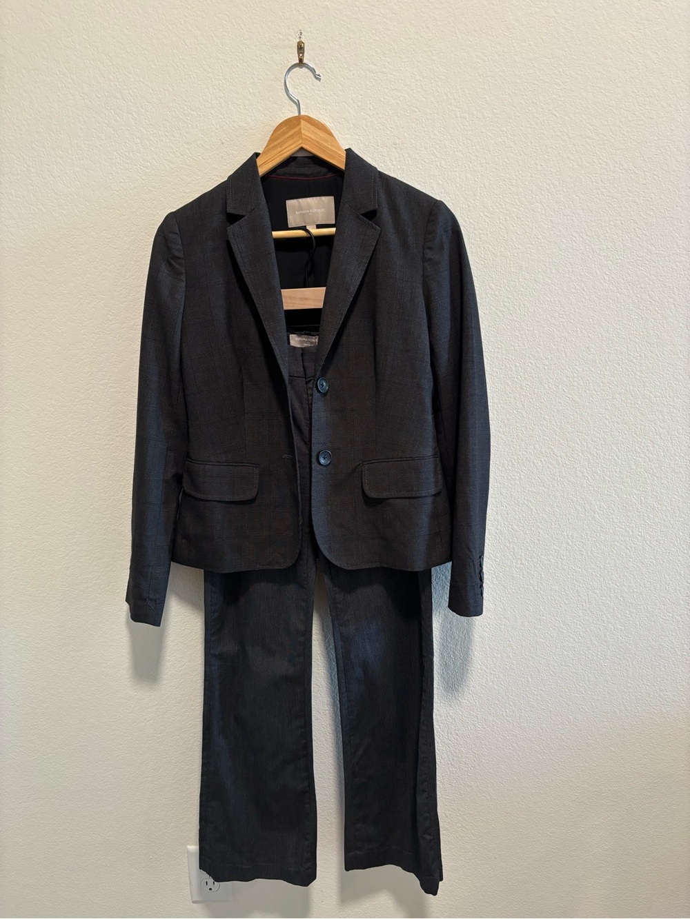 Women's Dark Grey Checked Check Blazer & Trousers